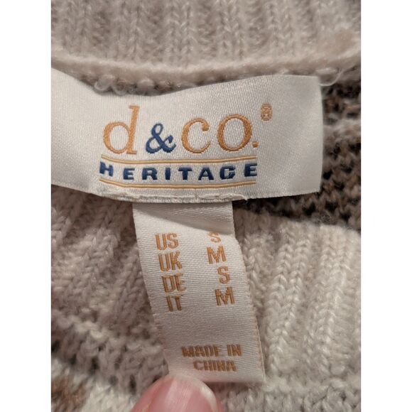 d&co. Heritage Fair Isle Sweater Neutral Nordic Print Size Small - Denim & Co. - Picture 5 of 8
